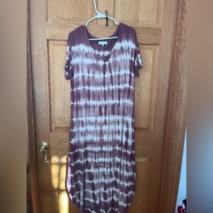 Lace& Grace Tie-Dye Midi Dress - Purple and White